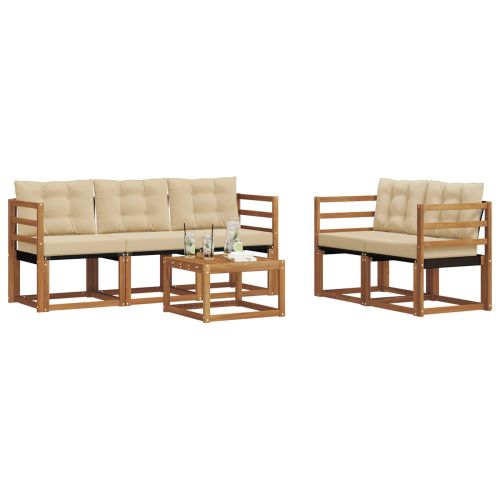 Комплект дивани за открито 6 pcs Натурален и Бежов