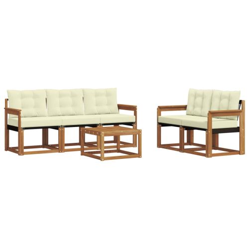 Комплект дивани за открито 6 pcs Натурален и Крема