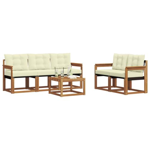 Комплект дивани за открито 6 pcs Натурален и Крема