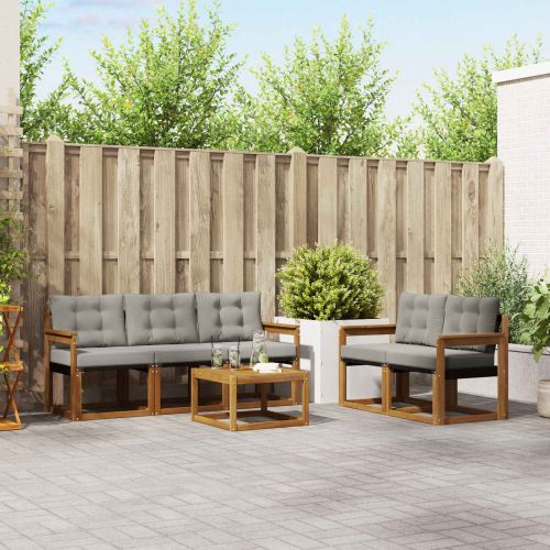Комплект дивани за открито 6 pcs Естествено и светло сиво