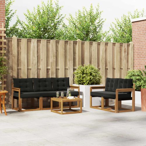 Комплект дивани за открито 6 pcs Естествено и черно