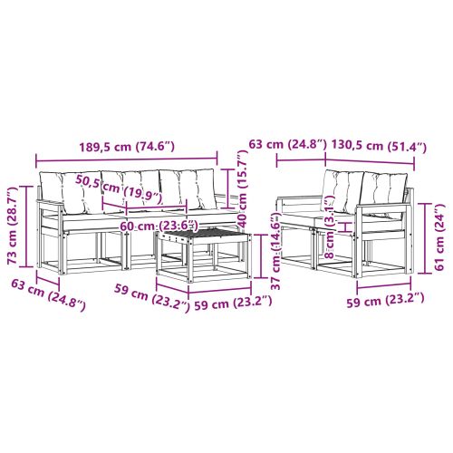 Комплект дивани за открито 6 pcs Естествено и черно