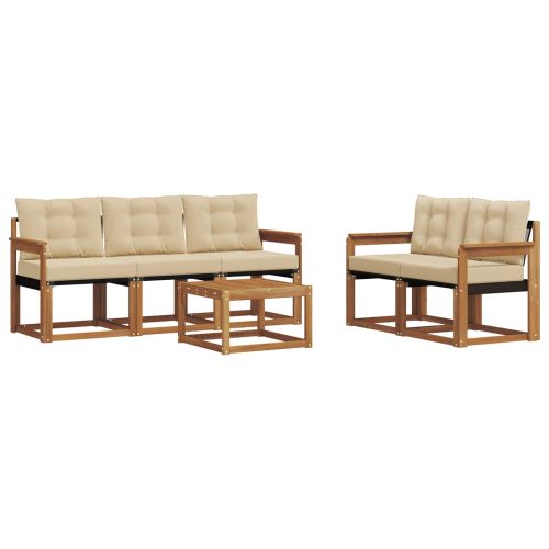 Комплект дивани за открито 6 pcs Натурален и Бежов