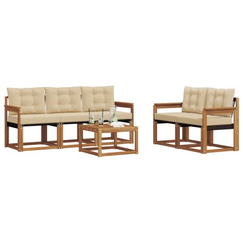 Комплект дивани за открито 6 pcs Натурален и Бежов