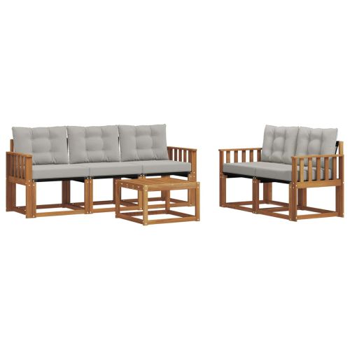 Комплект дивани за открито 6 pcs Естествено и светло сиво