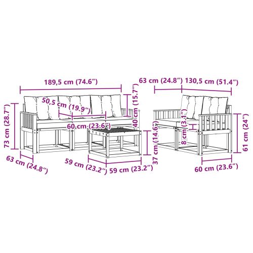 Комплект дивани за открито 6 pcs Естествено и светло сиво