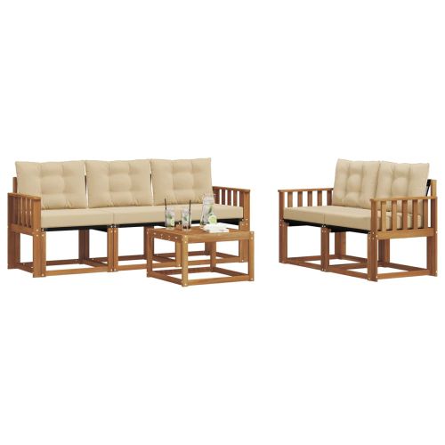 Комплект дивани за открито 6 pcs Натурален и Бежов