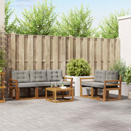 Комплект дивани за открито 6 pcs Естествено и светло сиво