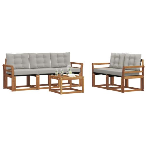 Комплект дивани за открито 6 pcs Естествено и светло сиво