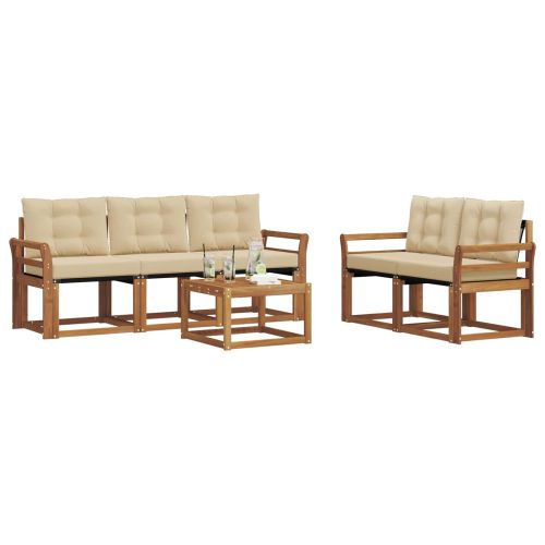 Комплект дивани за открито 6 pcs Натурален и Бежов