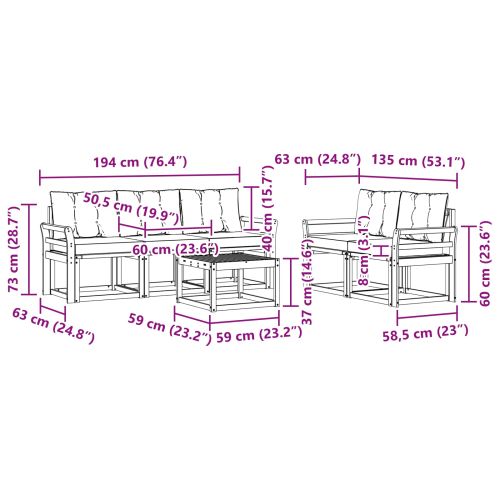 Комплект дивани за открито 6 pcs Натурален и Бежов