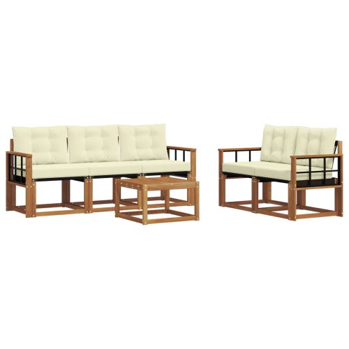 Комплект дивани за открито 6 pcs Натурален и Крема