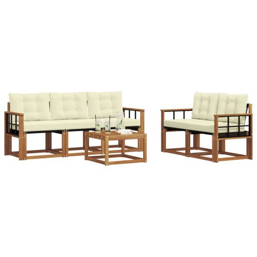 Комплект дивани за открито 6 pcs Натурален и Крема