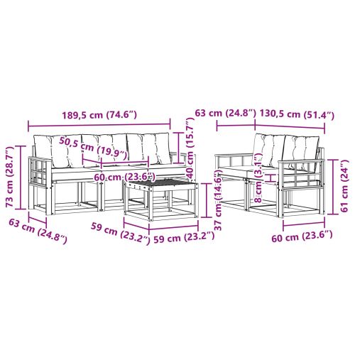 Комплект дивани за открито 6 pcs Натурален и Крема