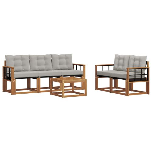 Комплект дивани за открито 6 pcs Естествено и светло сиво