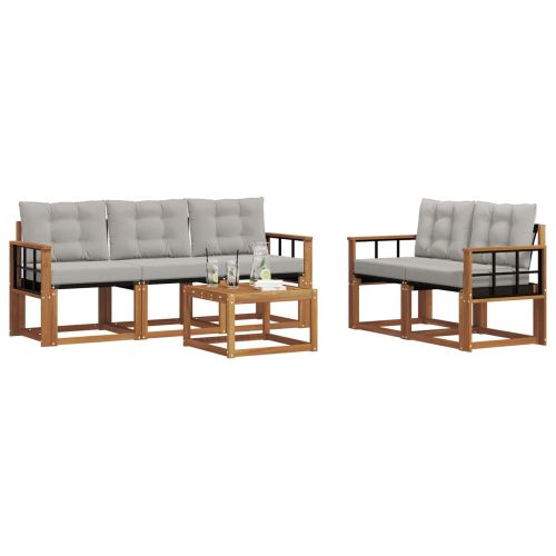 Комплект дивани за открито 6 pcs Естествено и светло сиво