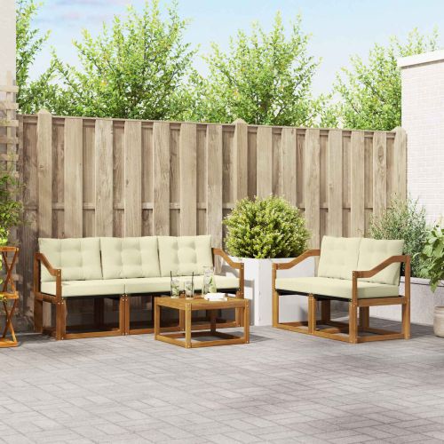 Комплект дивани за открито 6 pcs Натурален и Крема