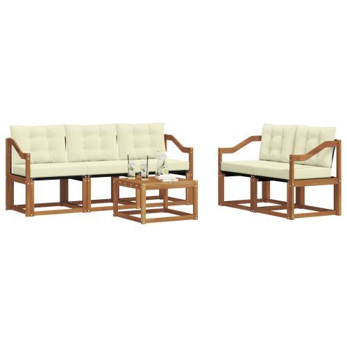 Комплект дивани за открито 6 pcs Натурален и Крема