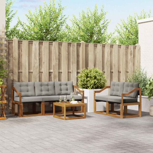 Комплект дивани за открито 6 pcs Естествено и светло сиво