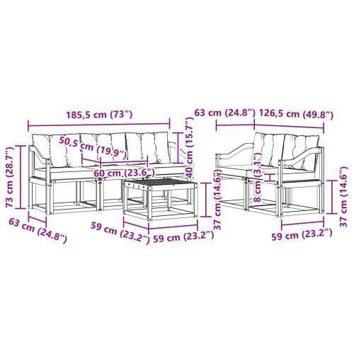 Комплект дивани за открито 6 pcs Естествено и черно