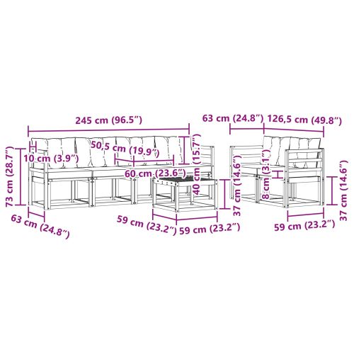 Комплект дивани за открито 7 pcs Натурален и Крема
