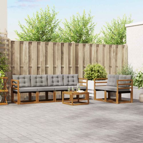 Комплект дивани за открито 7 pcs Естествено и светло сиво