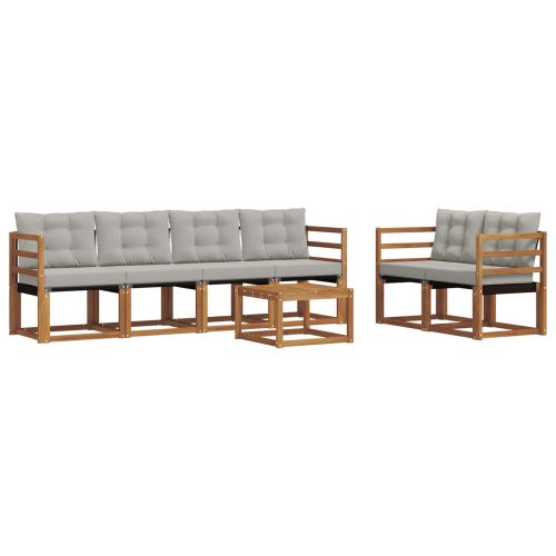 Комплект дивани за открито 7 pcs Естествено и светло сиво