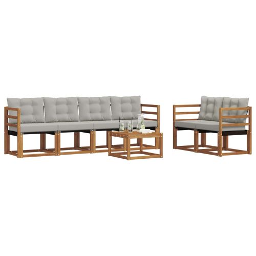 Комплект дивани за открито 7 pcs Естествено и светло сиво