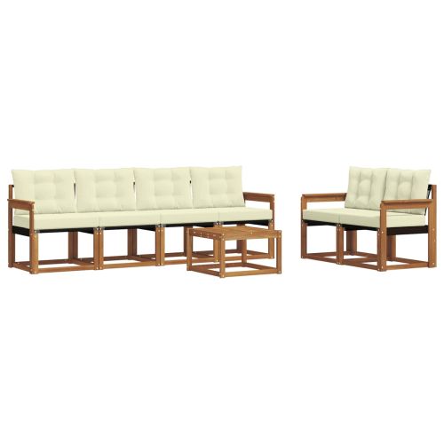 Комплект дивани за открито 7 pcs Натурален и Крема