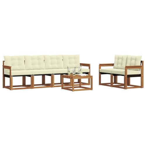 Комплект дивани за открито 7 pcs Натурален и Крема