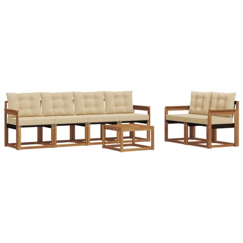 Комплект дивани за открито 7 pcs Натурален и Бежов