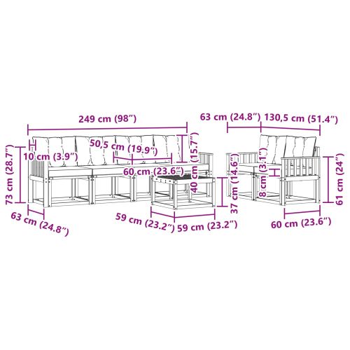 Комплект дивани за открито 7 pcs Натурален и Крема