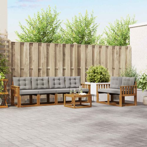 Комплект дивани за открито 7 pcs Естествено и светло сиво