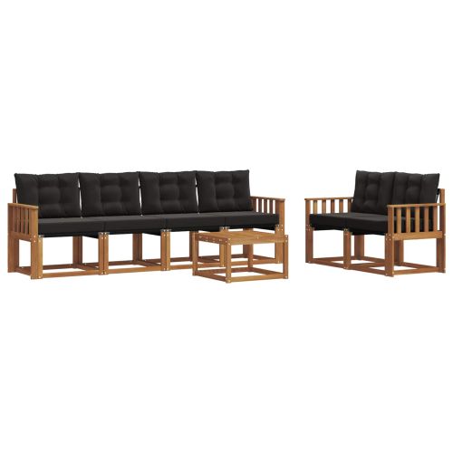 Комплект дивани за открито 7 pcs Естествено и черно