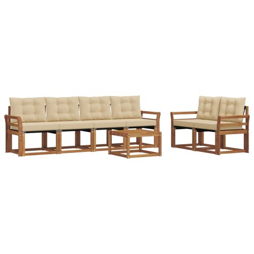 Комплект дивани за открито 7 pcs Натурален и Бежов