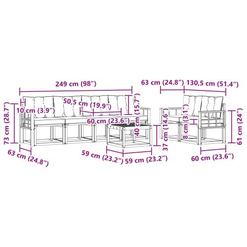 Комплект дивани за открито 7 pcs Естествено и светло сиво
