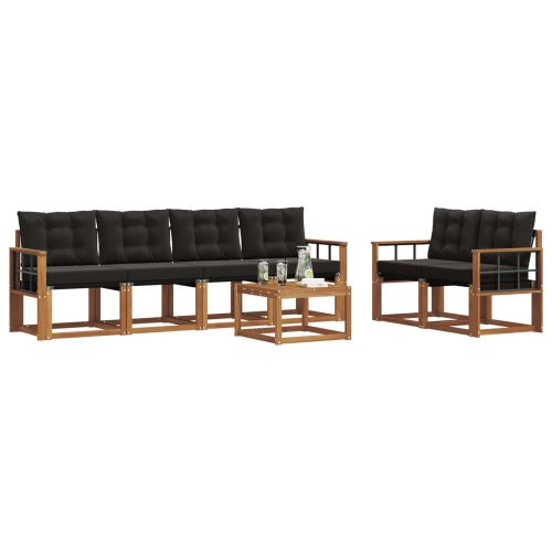 Комплект дивани за открито 7 pcs Естествено и черно