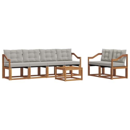 Комплект дивани за открито 7 pcs Естествено и светло сиво