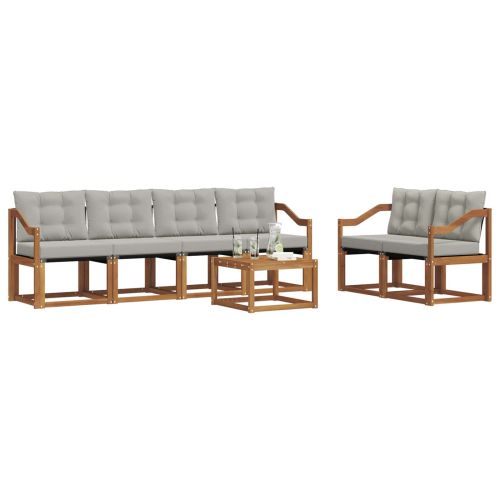 Комплект дивани за открито 7 pcs Естествено и светло сиво