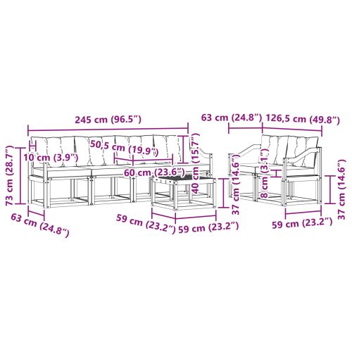 Комплект дивани за открито 7 pcs Естествено и черно