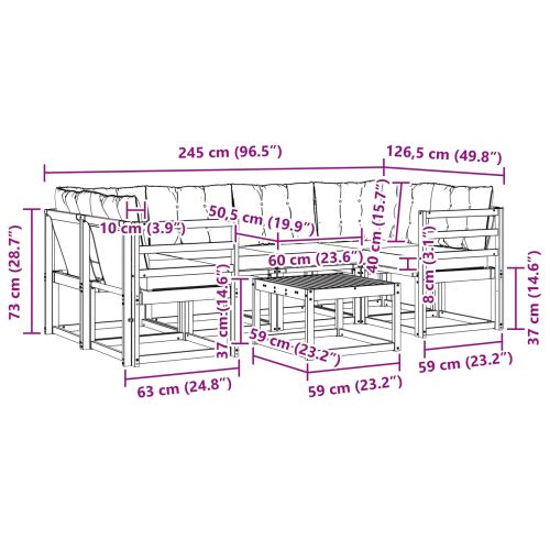 Комплект дивани за открито 7 pcs Натурален и Крема