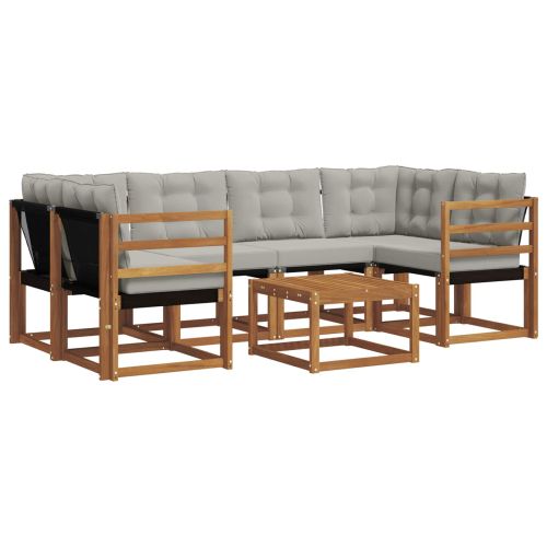 Комплект дивани за открито 7 pcs Естествено и светло сиво