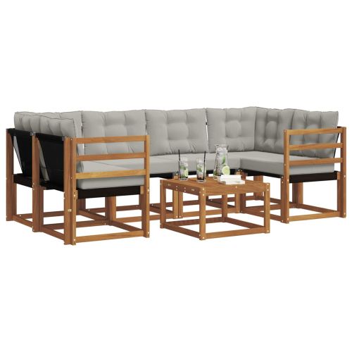 Комплект дивани за открито 7 pcs Естествено и светло сиво