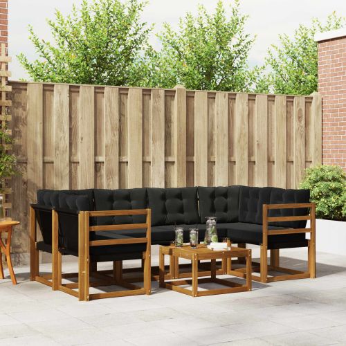 Комплект дивани за открито 7 pcs Естествено и черно