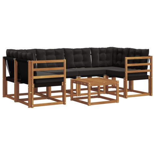 Комплект дивани за открито 7 pcs Естествено и черно
