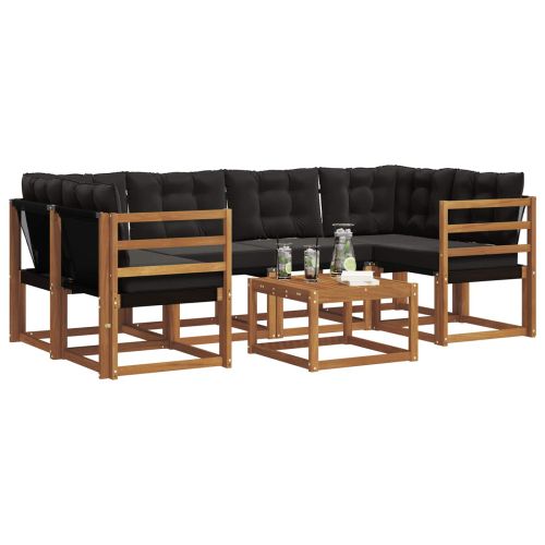 Комплект дивани за открито 7 pcs Естествено и черно