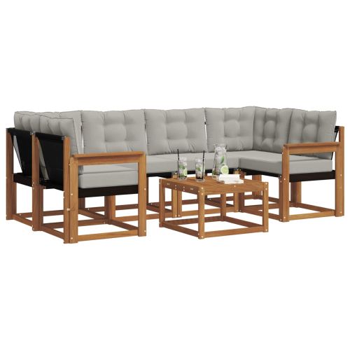 Комплект дивани за открито 7 pcs Естествено и светло сиво