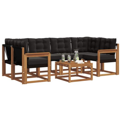 Комплект дивани за открито 7 pcs Естествено и черно