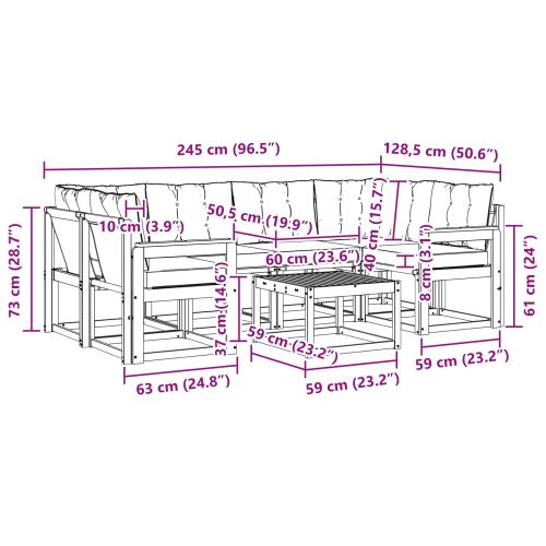 Комплект дивани за открито 7 pcs Естествено и черно
