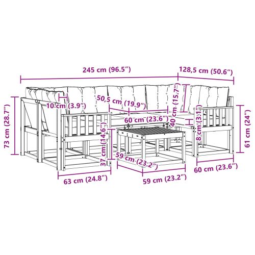 Комплект дивани за открито 7 pcs Естествено и черно